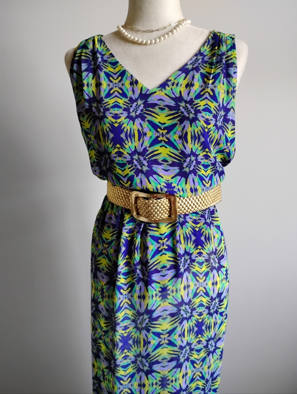 Coldwater Creek Floral Maxi Dress Colorful Tropical Purple Turquoise Size 10